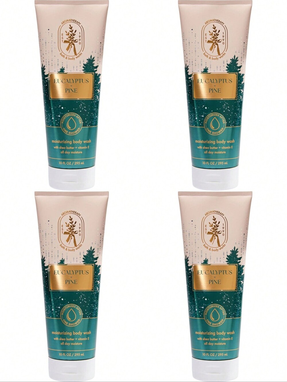 Bath & Body Works Eucalyptus Pine Moisturizing Body Wash Set of 4 NEW Rare